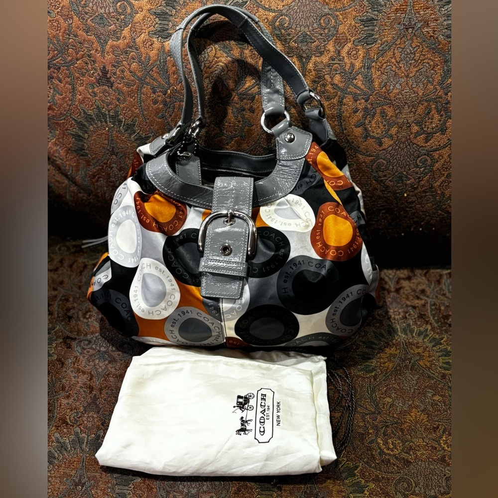 Coach Gray and Orange Signature Shoulder Bag #17x11) with dust bag 💼